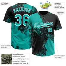 Load image into Gallery viewer, Custom Aqua Black-White 3D Pattern Abstract Brush Stroke Two-Button Unisex Softball Jersey