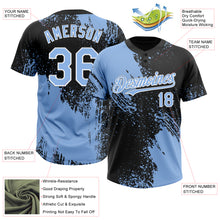 Load image into Gallery viewer, Custom Light Blue Black-White 3D Pattern Abstract Brush Stroke Two-Button Unisex Softball Jersey