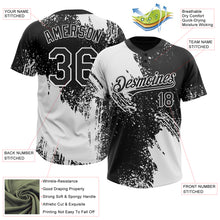 Load image into Gallery viewer, Custom White Black 3D Pattern Abstract Brush Stroke Two-Button Unisex Softball Jersey