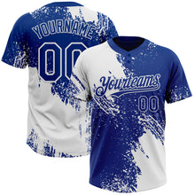 Load image into Gallery viewer, Custom White Royal 3D Pattern Abstract Brush Stroke Two-Button Unisex Softball Jersey