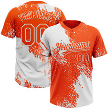 Load image into Gallery viewer, Custom White Orange 3D Pattern Abstract Brush Stroke Two-Button Unisex Softball Jersey