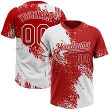 Load image into Gallery viewer, Custom White Red 3D Pattern Abstract Brush Stroke Two-Button Unisex Softball Jersey