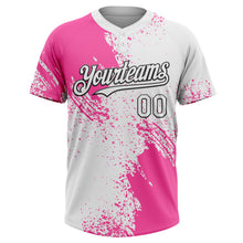 Load image into Gallery viewer, Custom Pink White-Black 3D Pattern Abstract Brush Stroke Two-Button Unisex Softball Jersey