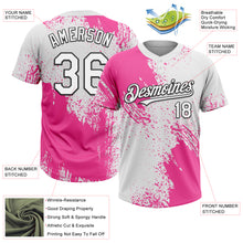 Load image into Gallery viewer, Custom Pink White-Black 3D Pattern Abstract Brush Stroke Two-Button Unisex Softball Jersey