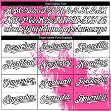 Load image into Gallery viewer, Custom Pink White-Black 3D Pattern Abstract Brush Stroke Two-Button Unisex Softball Jersey