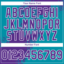 Load image into Gallery viewer, Custom Purple Aqua-White 3D Pattern Abstract Brush Stroke Two-Button Unisex Softball Jersey