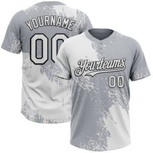 Load image into Gallery viewer, Custom White Gray-Black 3D Pattern Abstract Brush Stroke Two-Button Unisex Softball Jersey
