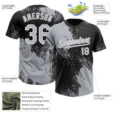 Load image into Gallery viewer, Custom Gray Black-White 3D Pattern Abstract Brush Stroke Two-Button Unisex Softball Jersey
