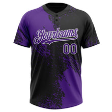 Load image into Gallery viewer, Custom Purple Black-White 3D Pattern Abstract Brush Stroke Two-Button Unisex Softball Jersey