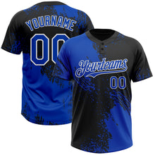 Load image into Gallery viewer, Custom Black Thunder Blue-White 3D Pattern Abstract Brush Stroke Two-Button Unisex Softball Jersey