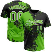 Load image into Gallery viewer, Custom Black Aurora Green-White 3D Pattern Abstract Brush Stroke Two-Button Unisex Softball Jersey