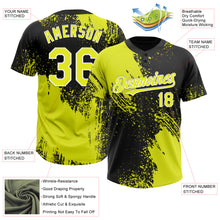 Load image into Gallery viewer, Custom Black Neon Yellow-White 3D Pattern Abstract Brush Stroke Two-Button Unisex Softball Jersey