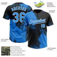 Load image into Gallery viewer, Custom Black Electric Blue-White 3D Pattern Abstract Brush Stroke Two-Button Unisex Softball Jersey