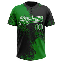 Load image into Gallery viewer, Custom Black Grass Green-White 3D Pattern Abstract Brush Stroke Two-Button Unisex Softball Jersey