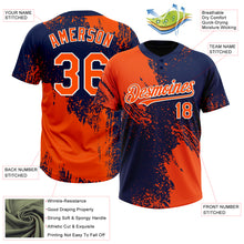 Load image into Gallery viewer, Custom Orange Navy-White 3D Pattern Abstract Brush Stroke Two-Button Unisex Softball Jersey
