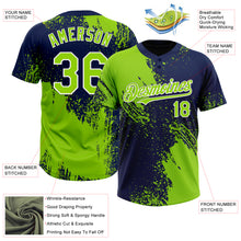 Load image into Gallery viewer, Custom Neon Green Navy-White 3D Pattern Abstract Brush Stroke Two-Button Unisex Softball Jersey