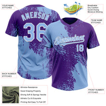 Load image into Gallery viewer, Custom Light Blue Purple-White 3D Pattern Abstract Brush Stroke Two-Button Unisex Softball Jersey