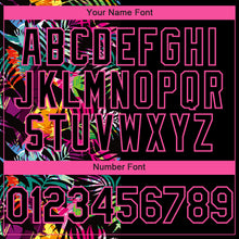 Load image into Gallery viewer, Custom Black Pink 3D Pattern Hawaii Tropical Palm Leaves Two-Button Unisex Softball Jersey