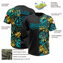 Load image into Gallery viewer, Custom Black Lakes Blue 3D Pattern Hawaii Tropical Palm Leaves Two-Button Unisex Softball Jersey