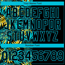 Load image into Gallery viewer, Custom Black Lakes Blue 3D Pattern Hawaii Tropical Palm Leaves Two-Button Unisex Softball Jersey