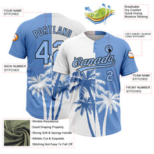 Load image into Gallery viewer, Custom White Light Blue-Black 3D Pattern Hawaii Coconut Trees Two-Button Unisex Softball Jersey