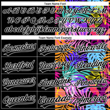 Load image into Gallery viewer, Custom Black White 3D Pattern Hawaii Tropical Palm Trees Two-Button Unisex Softball Jersey