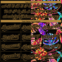Load image into Gallery viewer, Custom Black Old Gold 3D Pattern Hawaii Tropical Palm Leaves Two-Button Unisex Softball Jersey
