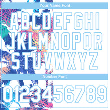 Load image into Gallery viewer, Custom White Light Blue 3D Pattern Hawaii Palm Trees Two-Button Unisex Softball Jersey