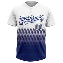 Load image into Gallery viewer, Custom White Royal 3D Pattern Lines Two-Button Unisex Softball Jersey