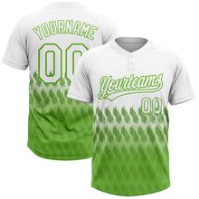 Load image into Gallery viewer, Custom White Neon Green 3D Pattern Lines Two-Button Unisex Softball Jersey