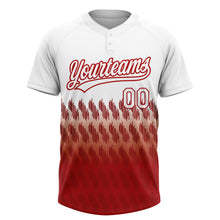 Load image into Gallery viewer, Custom White Red 3D Pattern Lines Two-Button Unisex Softball Jersey