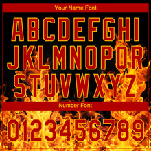 Load image into Gallery viewer, Custom Black Red-Gold 3D Pattern Design Flame Two-Button Unisex Softball Jersey
