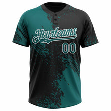 Load image into Gallery viewer, Custom Teal Black-White 3D Pattern Abstract Brush Stroke Two-Button Unisex Softball Jersey
