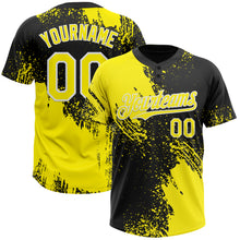 Load image into Gallery viewer, Custom Light Yellow Black-White 3D Pattern Abstract Brush Stroke Two-Button Unisex Softball Jersey