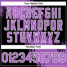 Load image into Gallery viewer, Custom Medium Purple Black-White 3D Pattern Abstract Brush Stroke Two-Button Unisex Softball Jersey