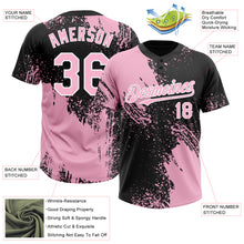Load image into Gallery viewer, Custom Light Pink Black-White 3D Pattern Abstract Brush Stroke Two-Button Unisex Softball Jersey