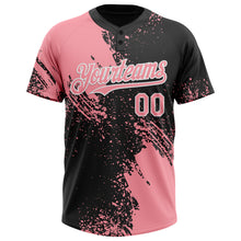 Load image into Gallery viewer, Custom Medium Pink Black-White 3D Pattern Abstract Brush Stroke Two-Button Unisex Softball Jersey