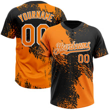 Load image into Gallery viewer, Custom Bay Orange Black-White 3D Pattern Abstract Brush Stroke Two-Button Unisex Softball Jersey
