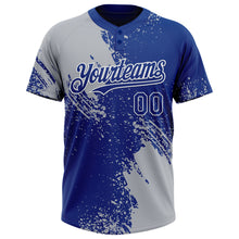 Load image into Gallery viewer, Custom Gray Royal-White 3D Pattern Abstract Brush Stroke Two-Button Unisex Softball Jersey
