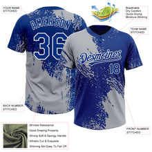 Load image into Gallery viewer, Custom Gray Royal-White 3D Pattern Abstract Brush Stroke Two-Button Unisex Softball Jersey