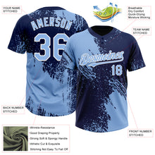 Load image into Gallery viewer, Custom Light Blue Navy-White 3D Pattern Abstract Brush Stroke Two-Button Unisex Softball Jersey