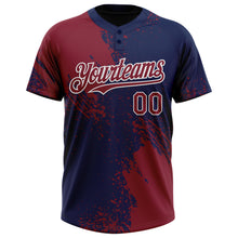 Load image into Gallery viewer, Custom Crimson Navy-White 3D Pattern Abstract Brush Stroke Two-Button Unisex Softball Jersey