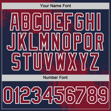 Load image into Gallery viewer, Custom Crimson Navy-White 3D Pattern Abstract Brush Stroke Two-Button Unisex Softball Jersey