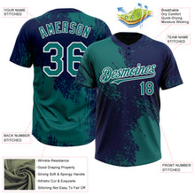 Load image into Gallery viewer, Custom Teal Navy-White 3D Pattern Abstract Brush Stroke Two-Button Unisex Softball Jersey