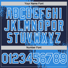 Load image into Gallery viewer, Custom Electric Blue Navy-White 3D Pattern Abstract Brush Stroke Two-Button Unisex Softball Jersey