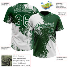 Load image into Gallery viewer, Custom White Green 3D Pattern Abstract Brush Stroke Two-Button Unisex Softball Jersey