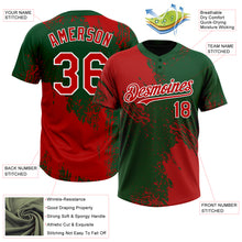 Load image into Gallery viewer, Custom Red Green-White 3D Pattern Abstract Brush Stroke Two-Button Unisex Softball Jersey