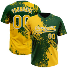 Load image into Gallery viewer, Custom Yellow Green-White 3D Pattern Abstract Brush Stroke Two-Button Unisex Softball Jersey