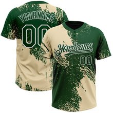 Load image into Gallery viewer, Custom Cream Green-White 3D Pattern Abstract Brush Stroke Two-Button Unisex Softball Jersey
