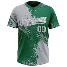 Load image into Gallery viewer, Custom Gray Kelly Green-White 3D Pattern Abstract Brush Stroke Two-Button Unisex Softball Jersey